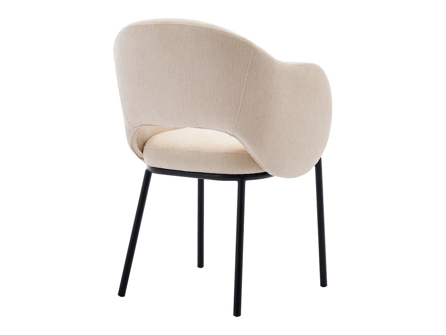 Conjunto de 6 sillas con reposabrazos en tejido texturizado y metal negro - Beige - ACACILIO