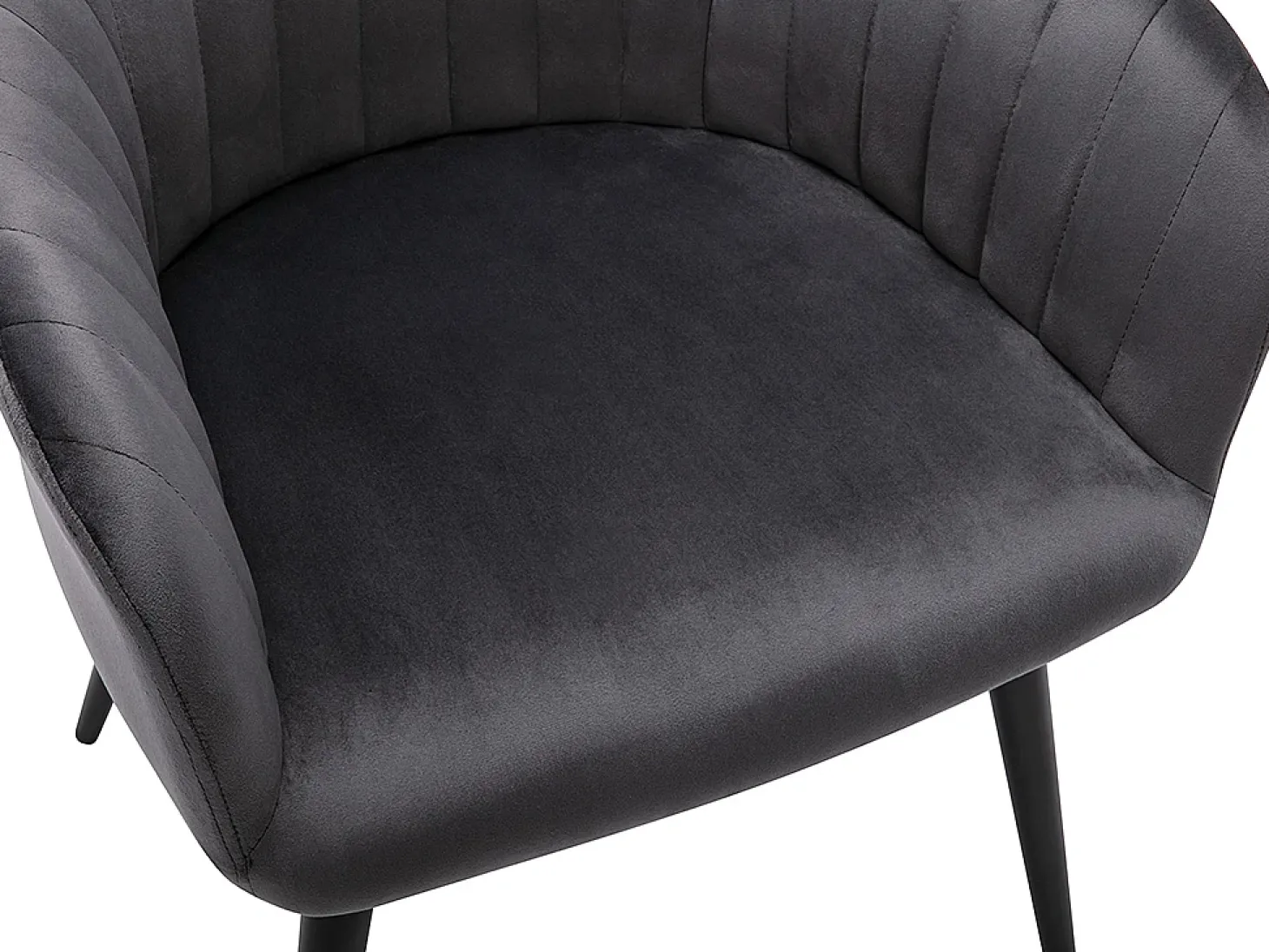 Conjunto de 6 sillas Con reposabrazos de terciopelo y metal negro - Gris - ELEANA