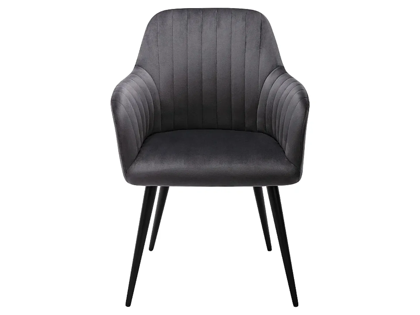 Conjunto de 6 sillas Con reposabrazos de terciopelo y metal negro - Gris - ELEANA