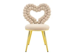 Conjunto de 2 sillas con respaldo calado en forma de corazón - Terciopelo beige