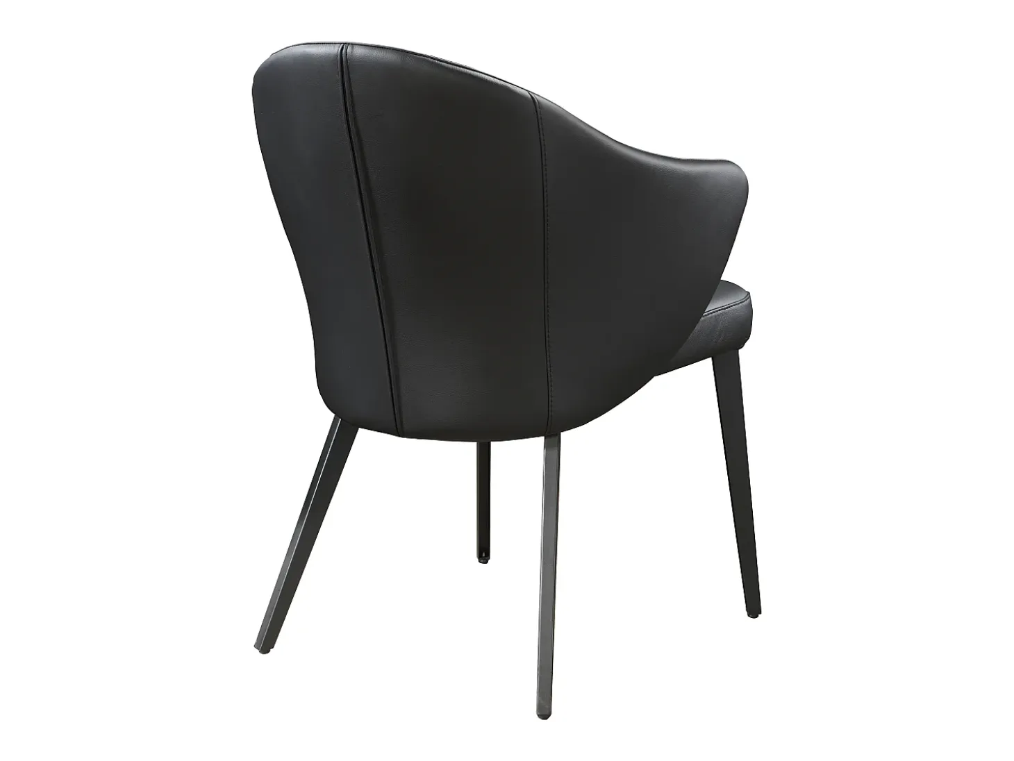 Conjunto de 6 sillas con reposabrazos de piel y acero - Negro - MIBELLY de Maison Céphy