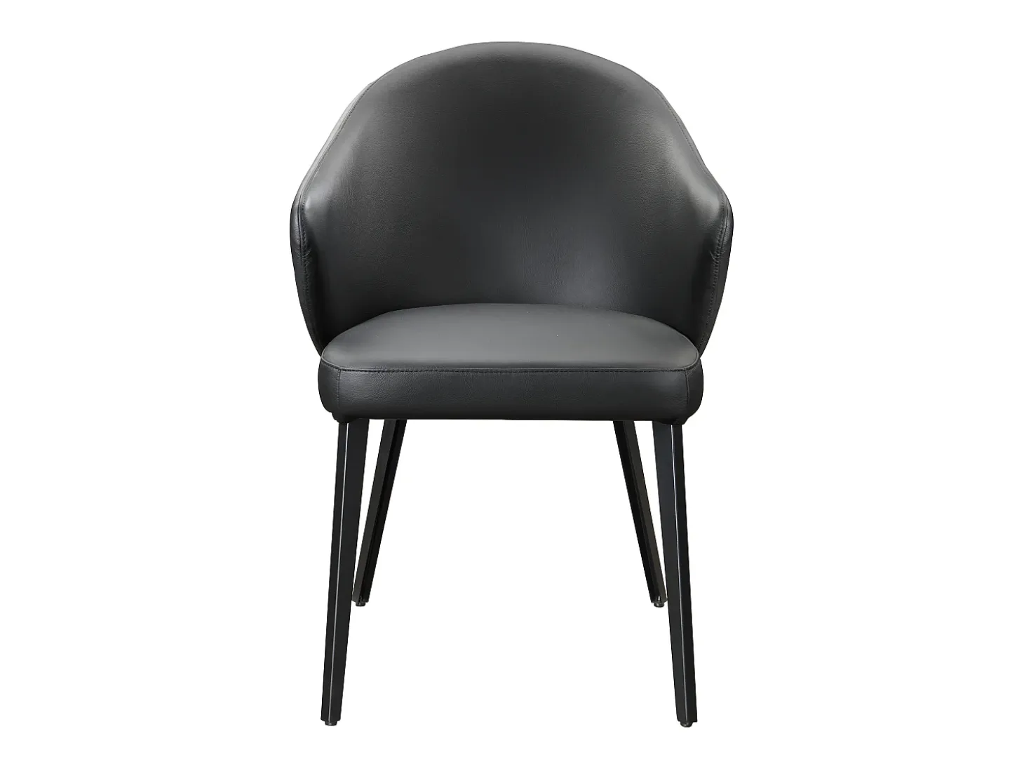 Conjunto de 6 sillas con reposabrazos de piel y acero - Negro - MIBELLY de Maison Céphy