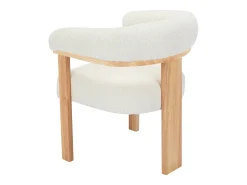 Conjunto de 6 sillas con reposabrazos en tela bouclé y hevea - Blanco y natural - LIVELIA