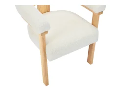 Conjunto de 6 sillas con reposabrazos en tela bouclé y hevea - Blanco y natural - LIVELIA