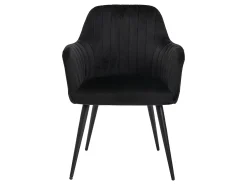 Conjunto de 6 sillas Con reposabrazos de terciopelo y metal negro - Negro - ELEANA