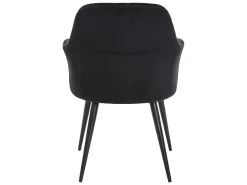 Conjunto de 6 sillas Con reposabrazos de terciopelo y metal negro - Negro - ELEANA