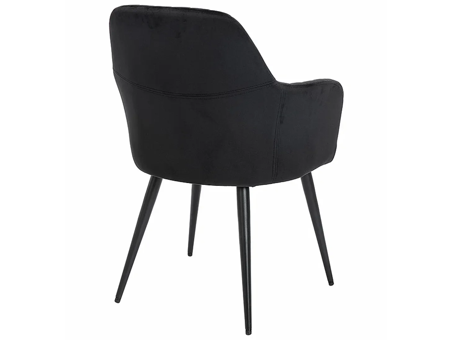Conjunto de 6 sillas Con reposabrazos de terciopelo y metal negro - Negro - ELEANA