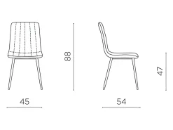 Conjunto de 4 sillas de comedor modernas en tejido gris "Palmer" acolchadas cm 45x54 88h