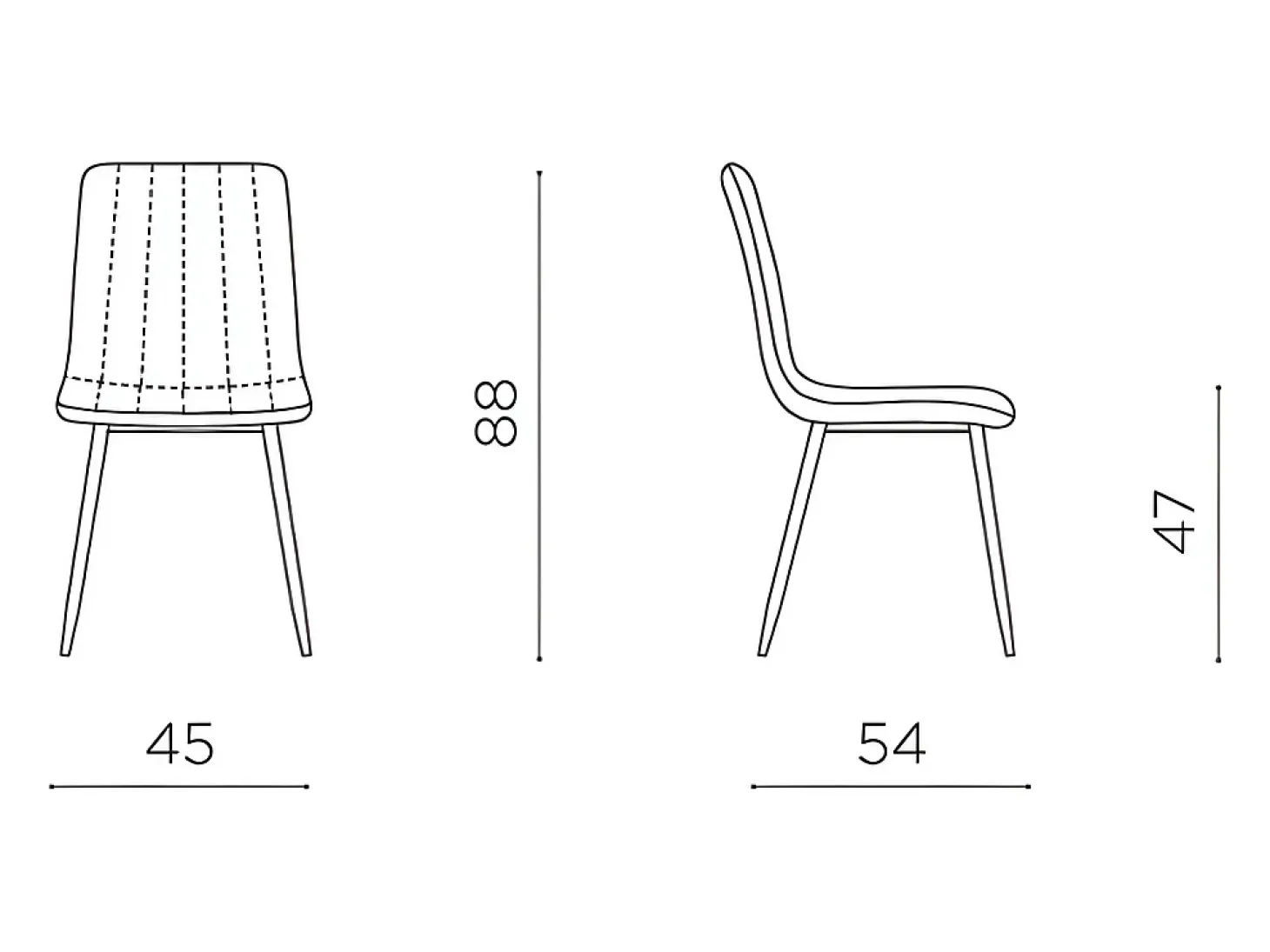 Conjunto de 4 sillas de comedor modernas en tejido gris "Palmer" acolchadas cm 45x54 88h