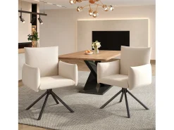 Conjunto de 4 sillas de comedor - 60 x 60 x 88 cm - sillas tapizadas - giratorias 360° - lino - beige