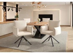 Conjunto de 6 sillas de comedor - 60 x 60 x 88 cm - sillas tapizadas - giratorias 360° - lino - beige