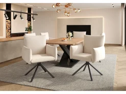 Conjunto de 6 sillas de comedor - 60 x 60 x 88 cm - sillas tapizadas - giratorias 360° - lino - beige