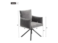 Conjunto de 6 sillas de comedor - 60 x 60 x 88 cm - sillas tapizadas - giratorias 360° - terciopelo - gris