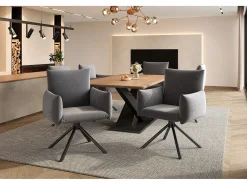 Conjunto de 6 sillas de comedor - 60 x 60 x 88 cm - sillas tapizadas - giratorias 360° - terciopelo - gris