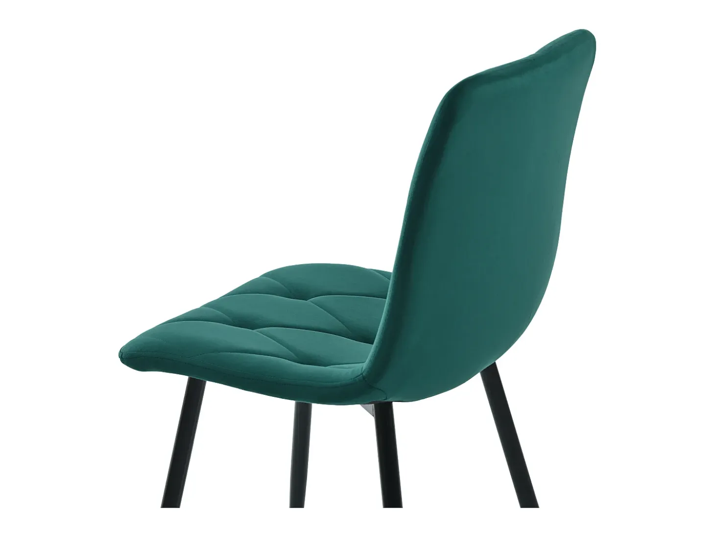 Conjunto de 4 sillas de comedor en terciopelo verde oscuro con respaldo acolchado y patas de metal negro