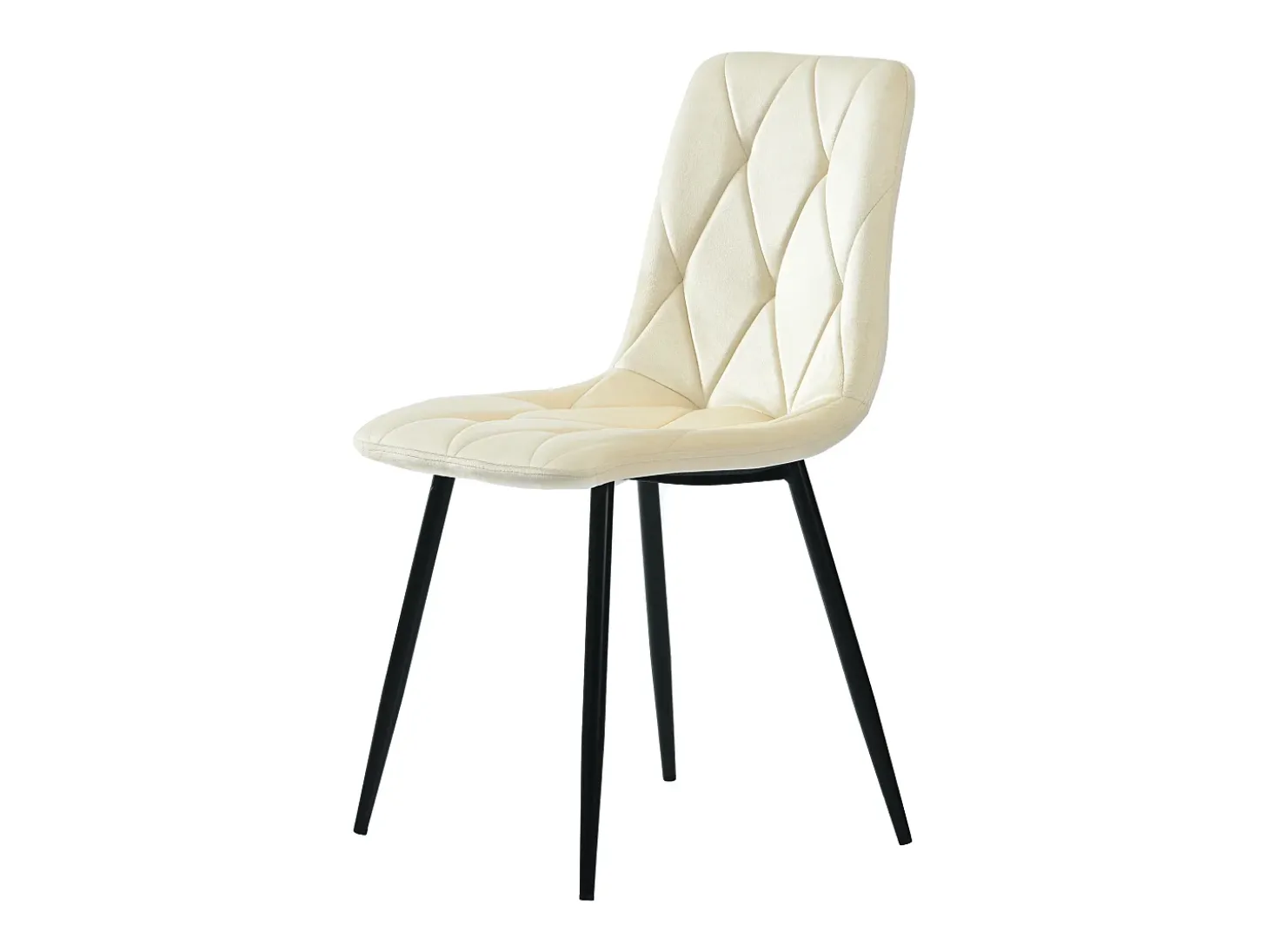 Conjunto de 4 sillas de comedor en terciopelo beige con respaldo acolchado y patas de metal negro