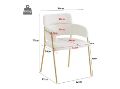 Conjunto de 6 sillas de comedor, diseño moderno, tela de terciopelo gris, patas de metal dorado, ergonómicas, reposabrazos (51x44x77 cm)