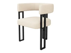 Conjunto de 4 sillas de comedor - 54 x 51,5 x 72 cm - respaldo curvo - Tela + Metal - beige