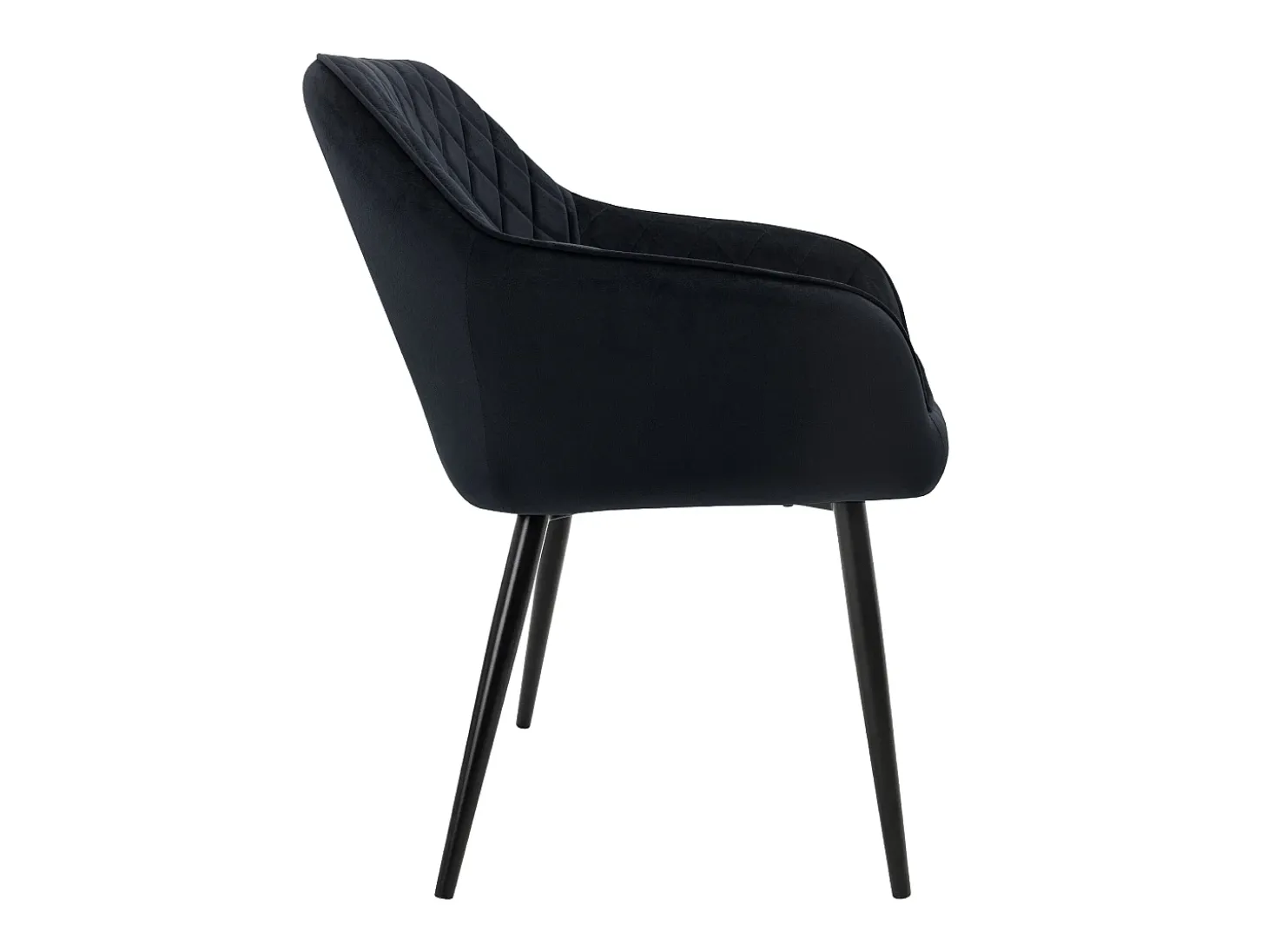 Conjunto de 4 sillas de comedor en terciopelo negro patas acero acolchado ML-Design