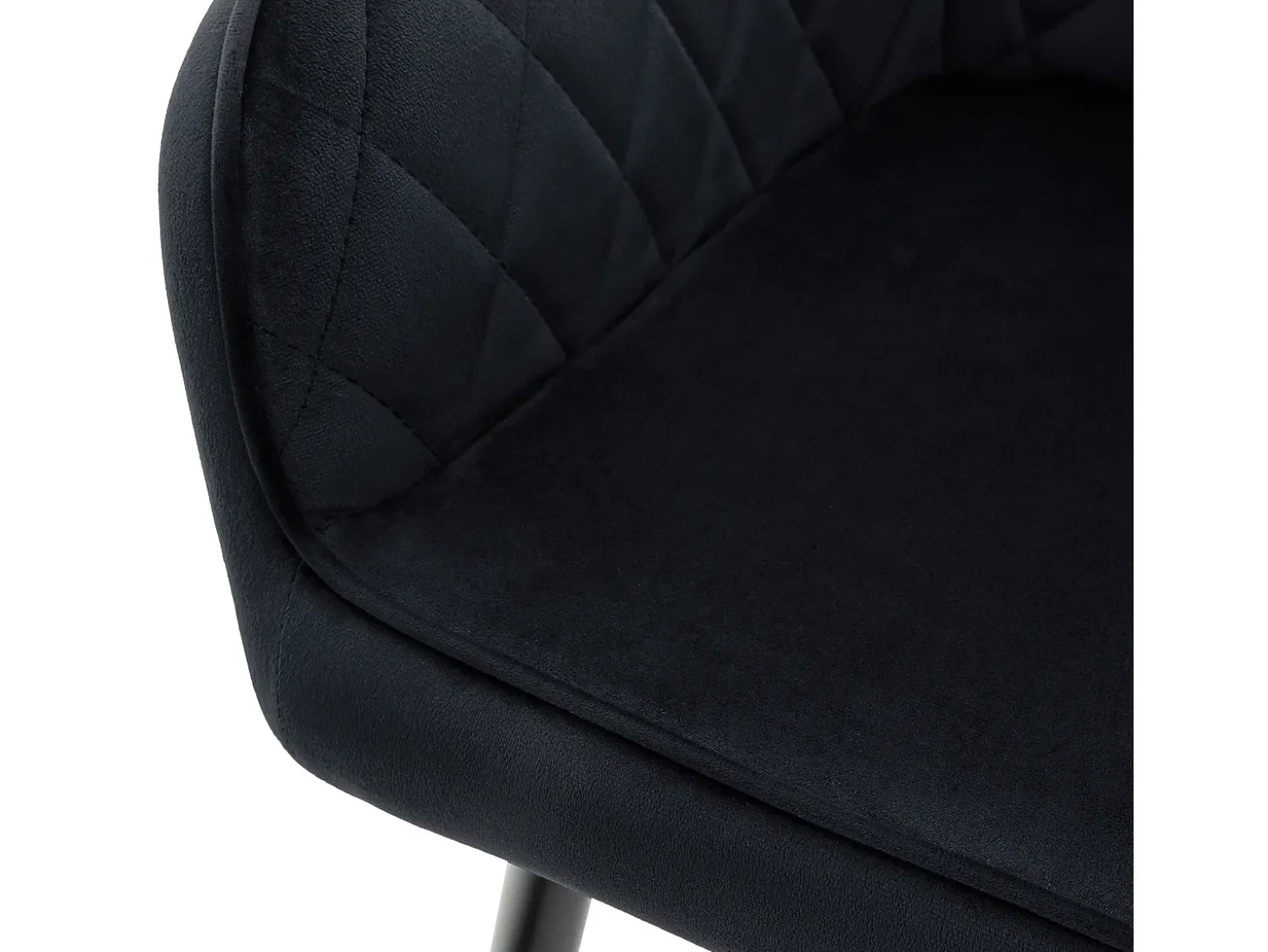 Conjunto de 4 sillas de comedor en terciopelo negro patas acero acolchado ML-Design