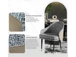 Conjunto de 2 sillas de comedor de lino con patas de metal - Gris claro y beige - Silla moderna acolchonada con revestimiento de tela