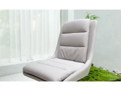 Conjunto de 2 sillas de comedor de lino con patas de metal - Gris claro y beige - Silla moderna acolchonada con revestimiento de tela