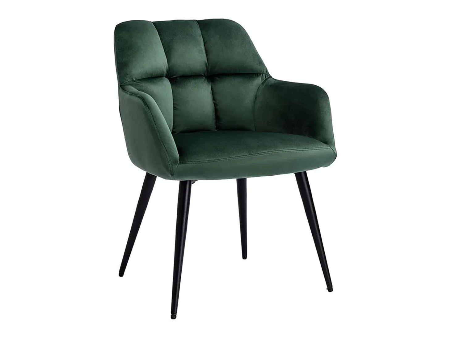 Conjunto de 2 sillas de comedor acolchadas Con reposabrazos - Terciopelo y metal negro. Verde. PEGA