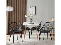 Conjunto de 4 Sillas de Comedor Estilo Escandinavo Negro sin Apoyabrazos