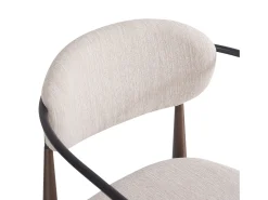 Conjunto de 2 sillas de lino beige, estructura de metal marrón