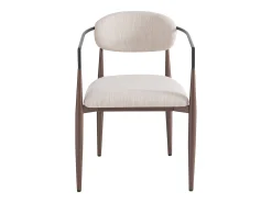 Conjunto de 4 sillas de lino beige, estructura de metal marrón