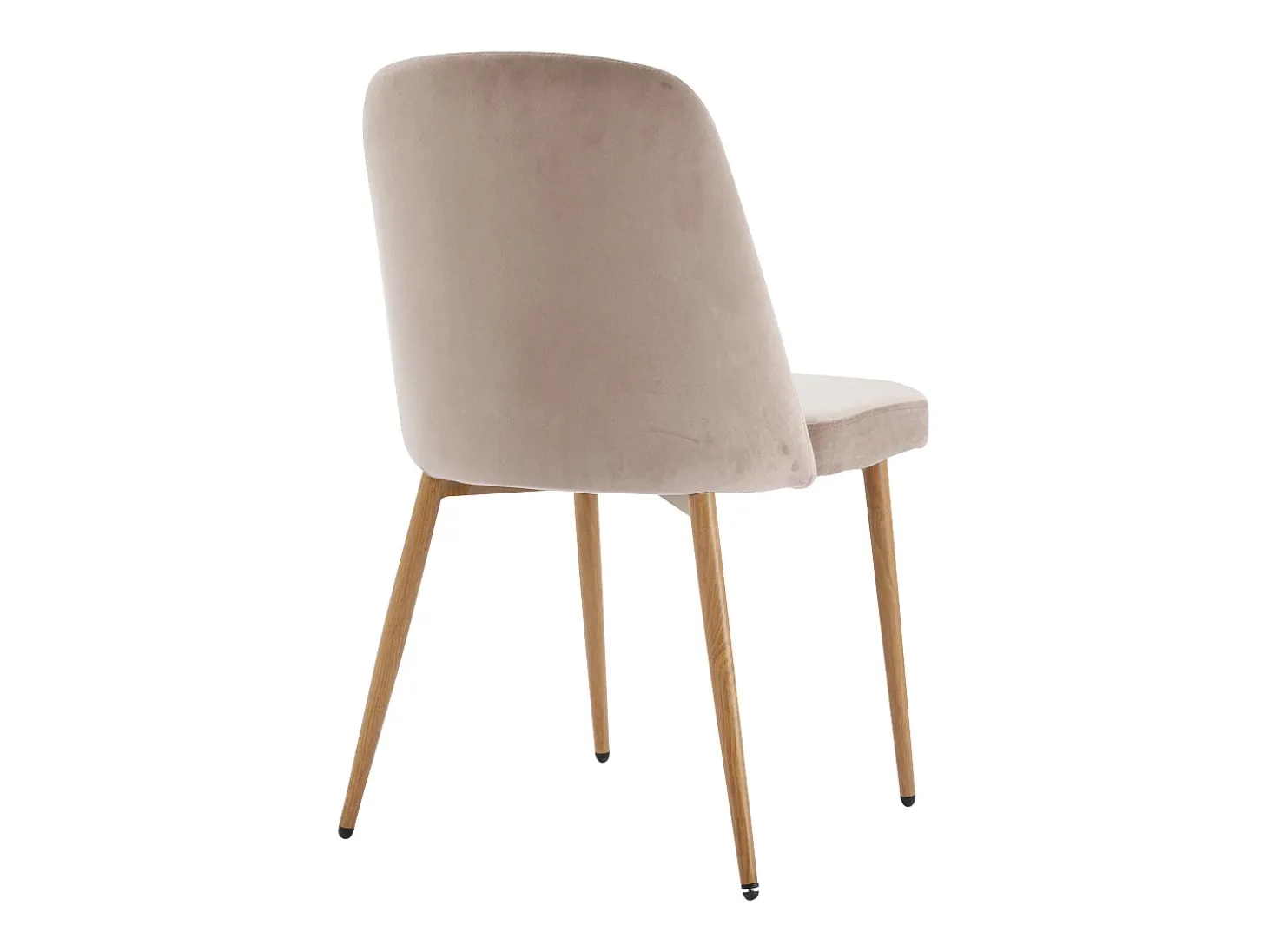 Conjunto de 2 sillas de metal efecto madera y terciopelo - Beige - MINAGRI