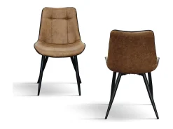 Conjunto de 4 sillas de piel sintética camel y patas de metal negro - BRUXELLES