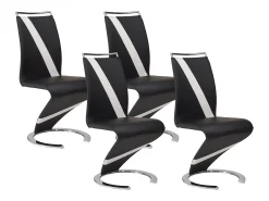 Conjunto de 4 sillas de piel sintética negro y blanco TWIZY
