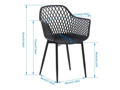 Conjunto de 6 Sillas de Plástico Negro Estilo Escandinavo para Comedor/Cocina - Diseño Escandinavo
