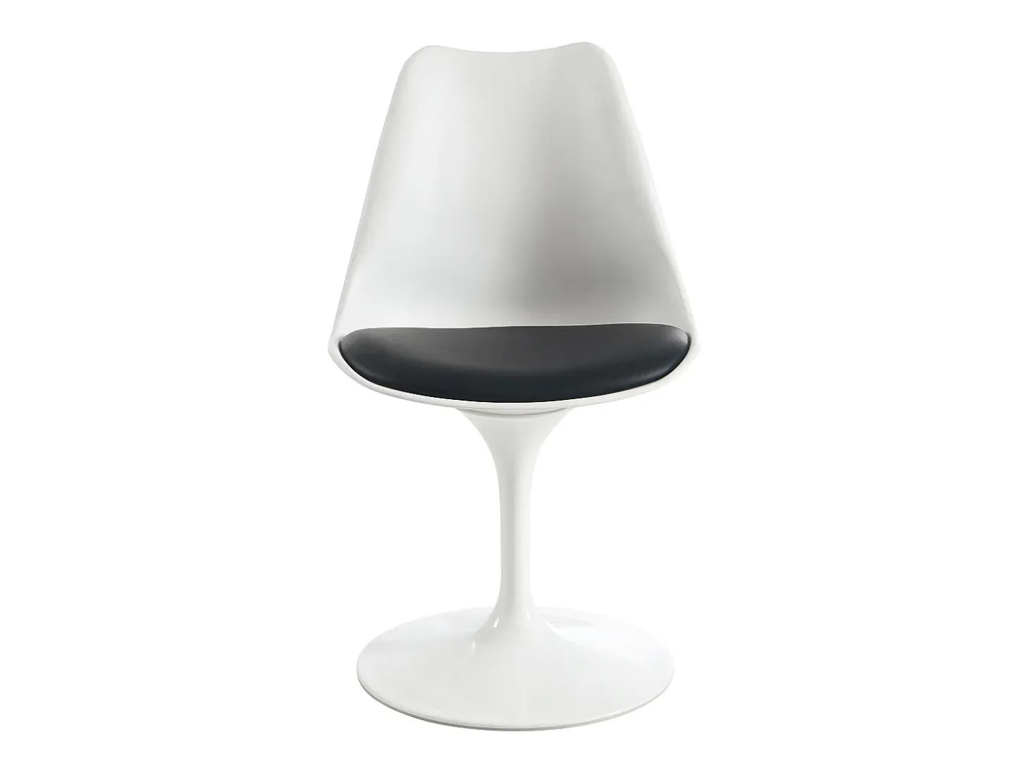 Conjunto de 2 sillas de polipropileno, cuero sintético y acero - Blanco y Negro - XAFY