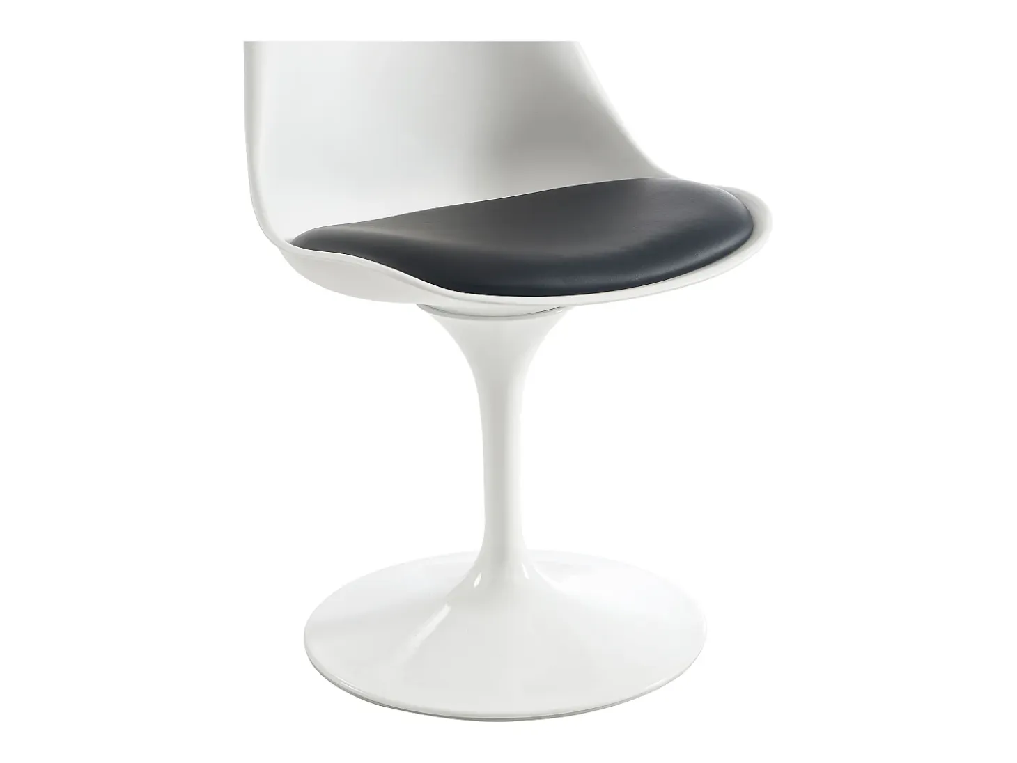 Conjunto de 2 sillas de polipropileno, cuero sintético y acero - Blanco y Negro - XAFY