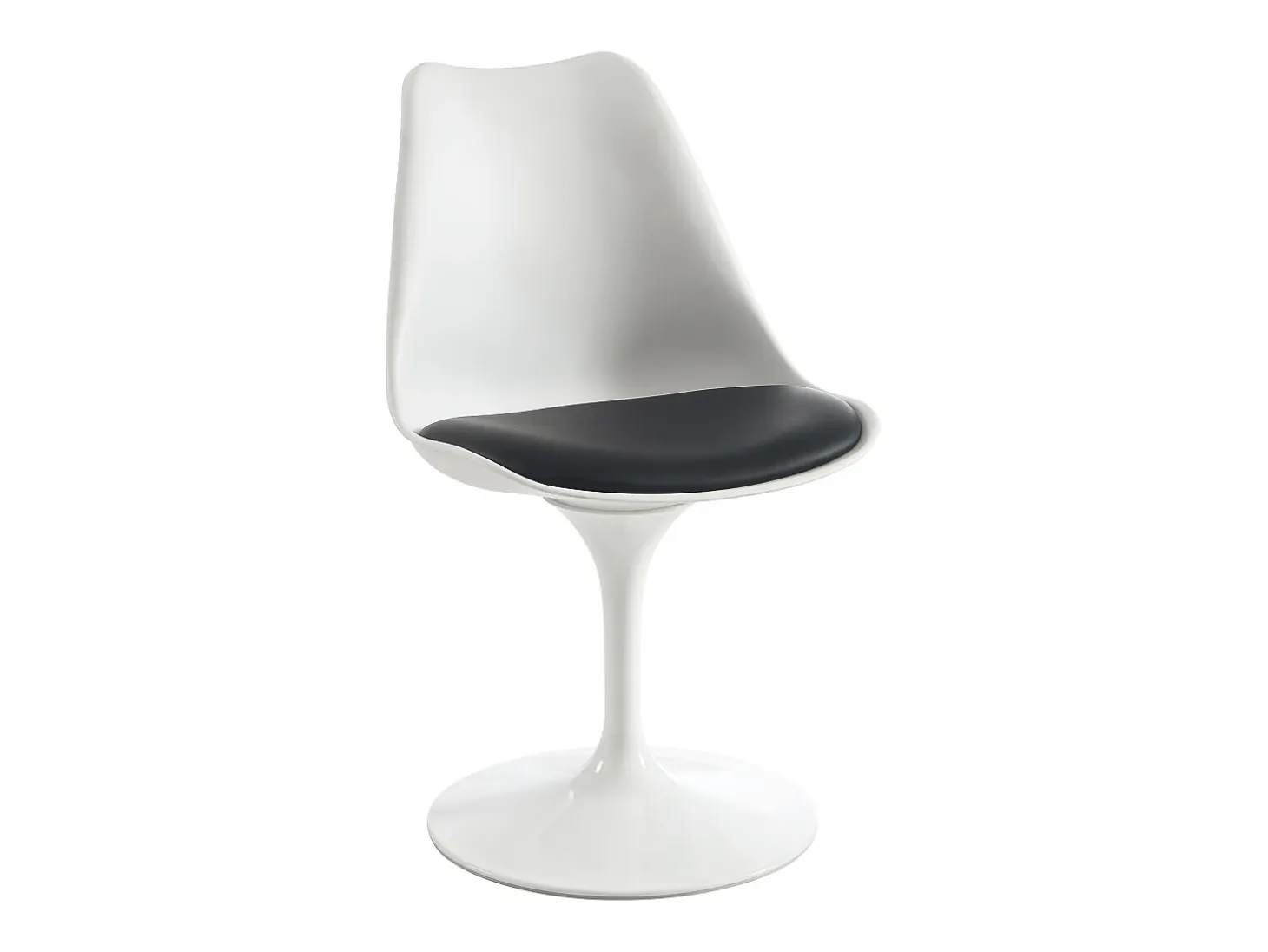 Conjunto de 2 sillas de polipropileno, cuero sintético y acero - Blanco y Negro - XAFY