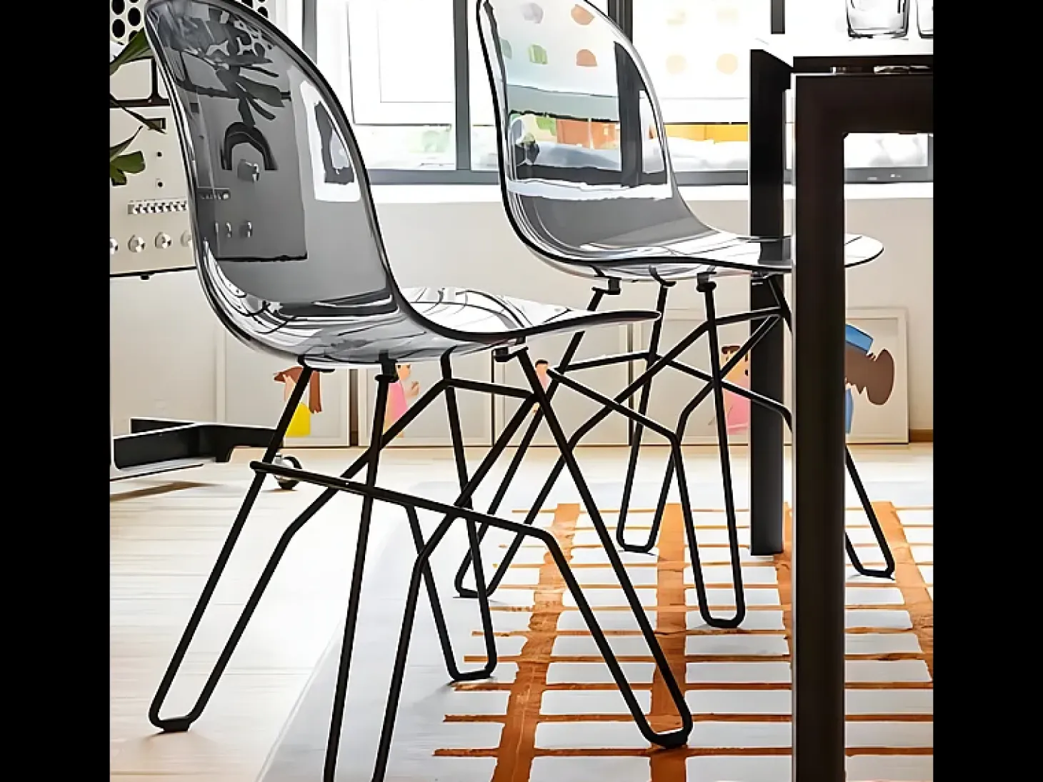 Conjunto de 4 sillas de salón modernas "Academy" con asiento de policarbonato transparente