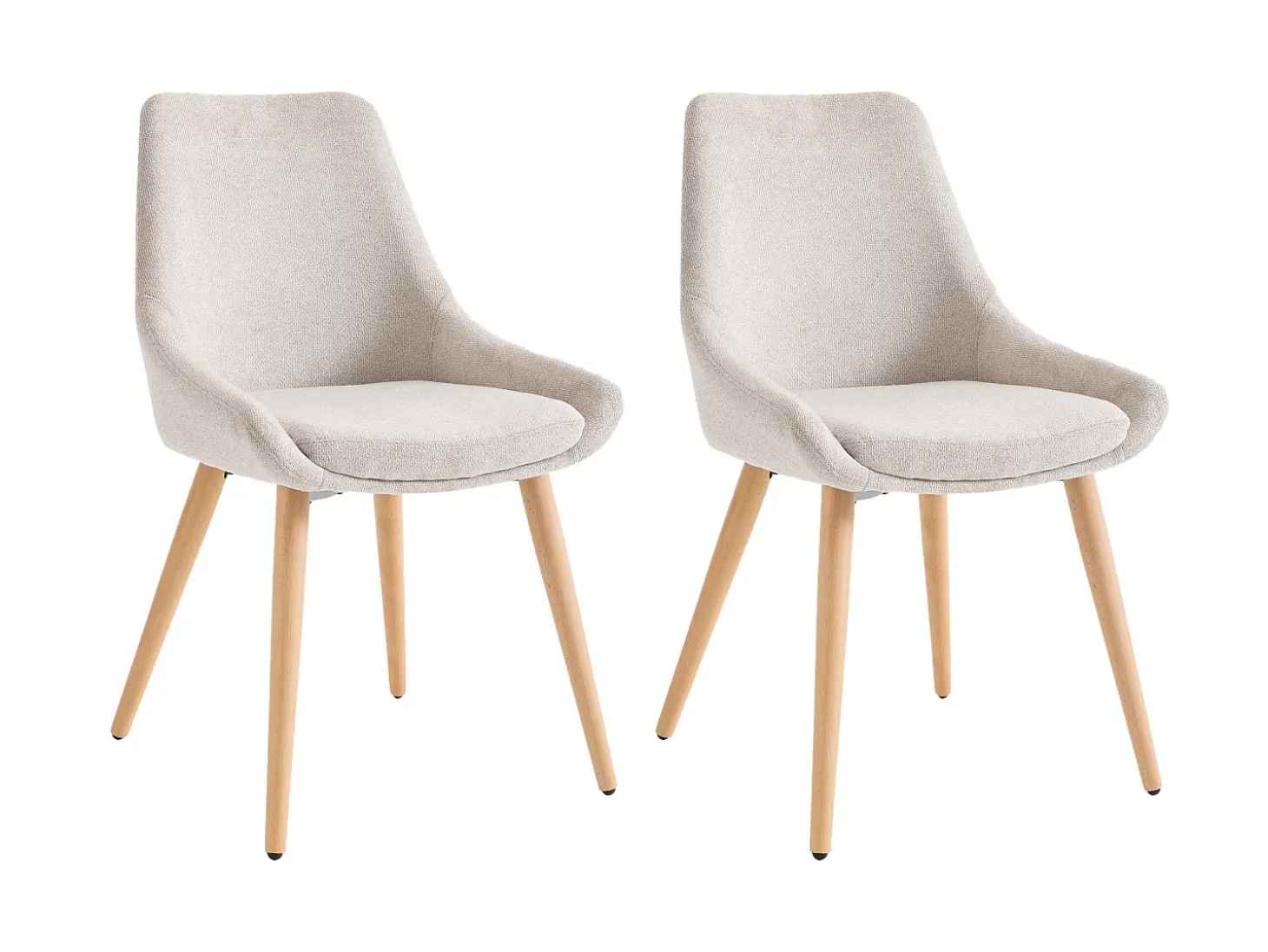 Conjunto de 2 sillas de tela y madera de haya - Beige - MASURIE
