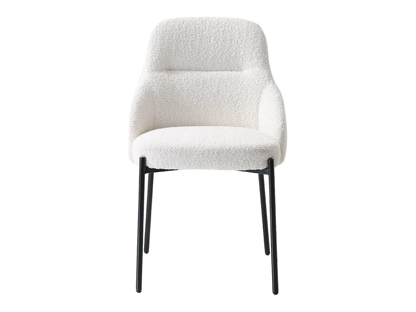 Conjunto de 6 sillas de tela rizada y metal negro - Blanco - LIAMONA