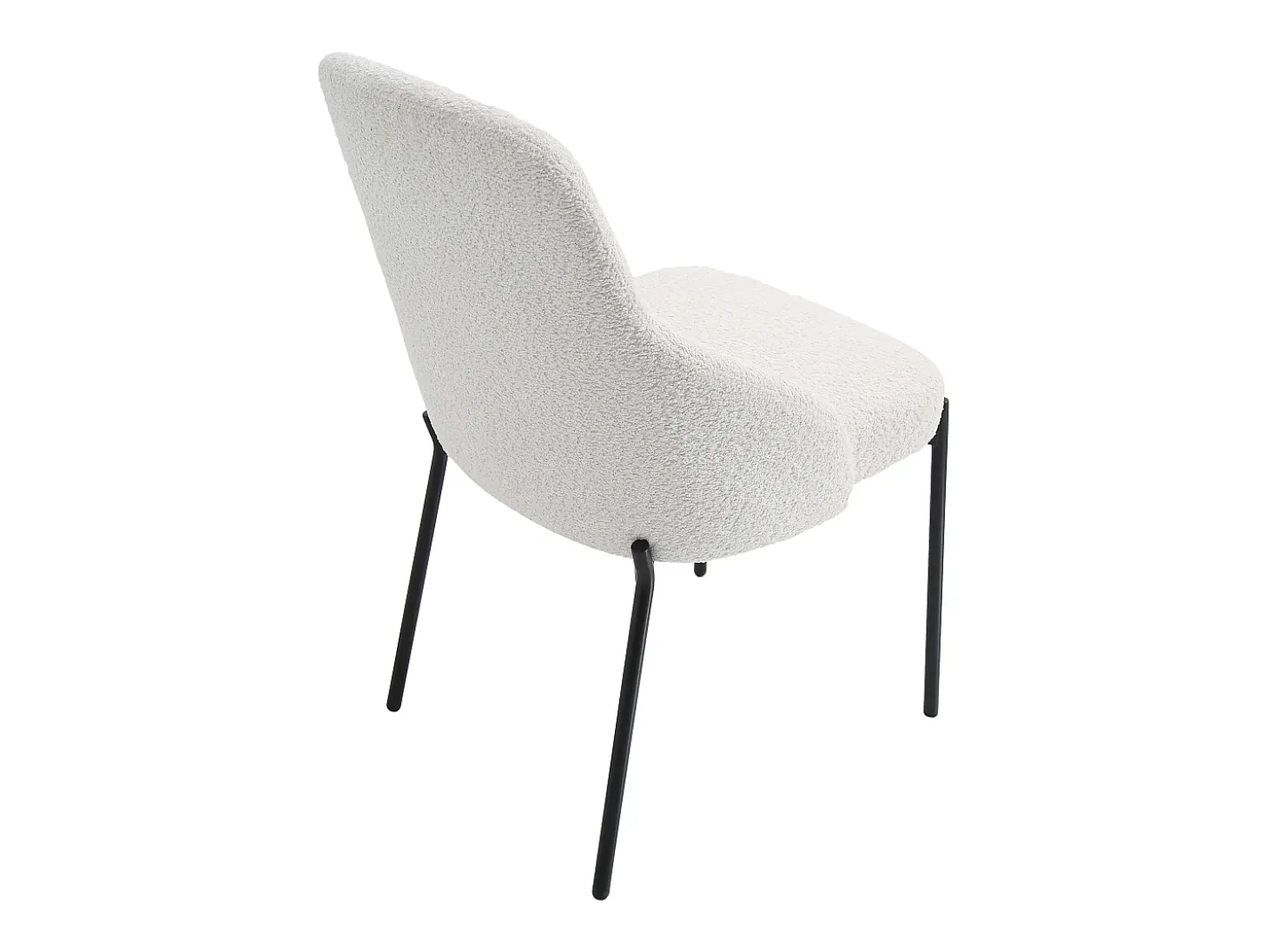 Conjunto de 6 sillas de tela rizada y metal negro - Blanco - LIAMONA