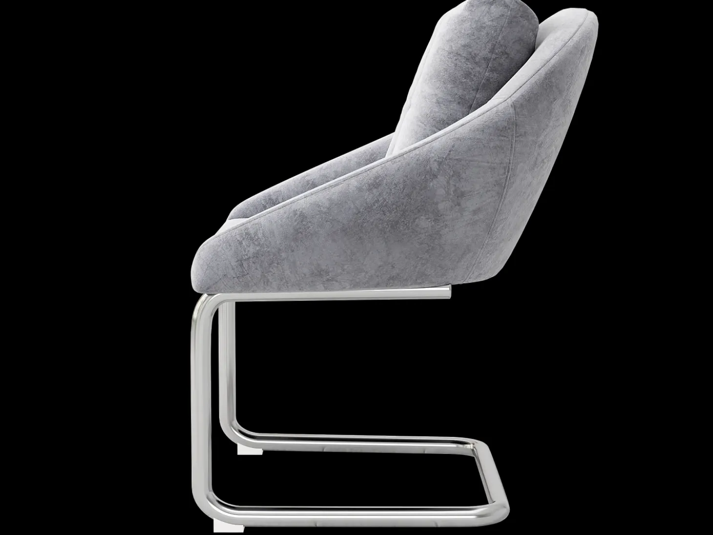 Conjunto de 4 sillas de terciopelo - estructura de metal - Gris