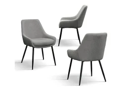 Conjunto de 2 sillas de tela gris y patas de metal negro mate, con reposabrazos - TALLINN