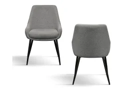 Conjunto de 2 sillas de tela gris y patas de metal negro mate, con reposabrazos - TALLINN