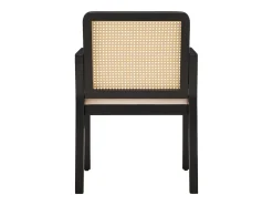 Conjunto de 6 sillas de terciopelo con respaldo de ratán - Negro y natural claro