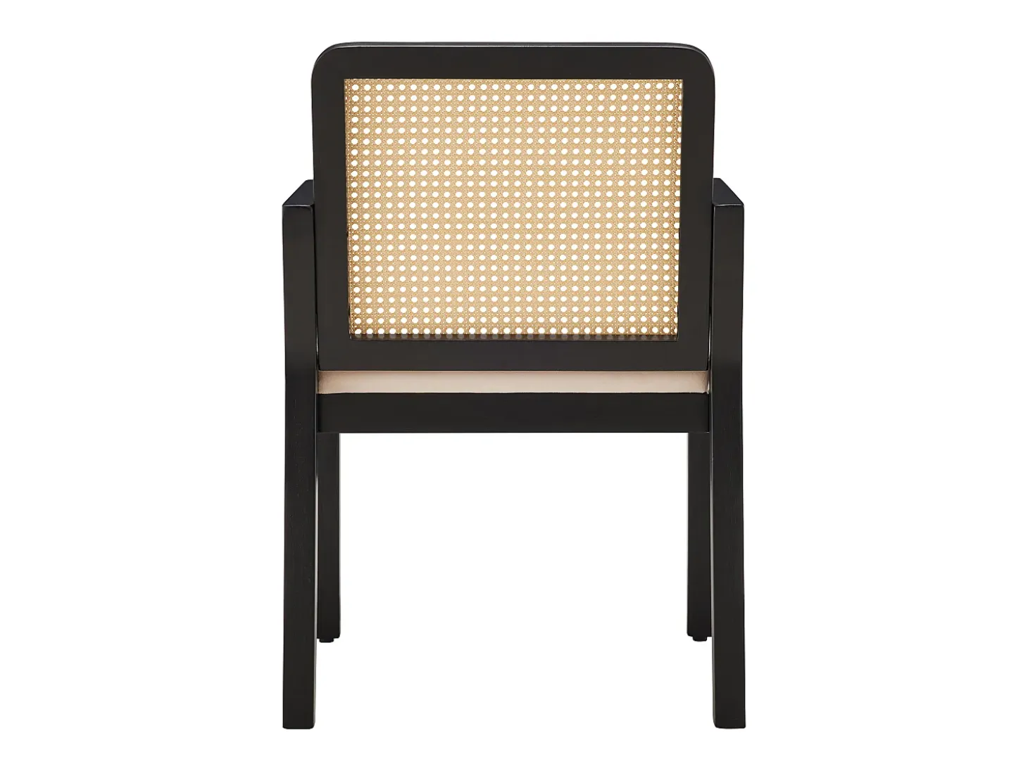 Conjunto de 6 sillas de terciopelo con respaldo de ratán - Negro y natural claro