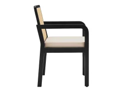 Conjunto de 6 sillas de terciopelo con respaldo de ratán - Negro y natural claro