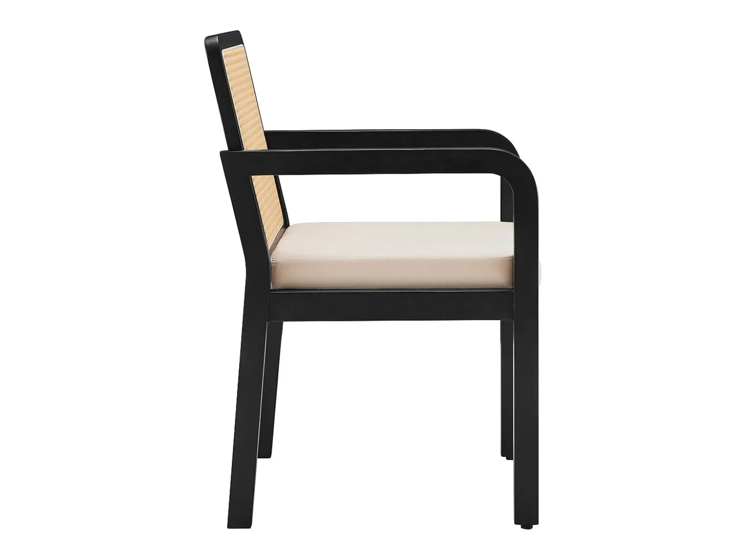 Conjunto de 6 sillas de terciopelo con respaldo de ratán - Negro y natural claro