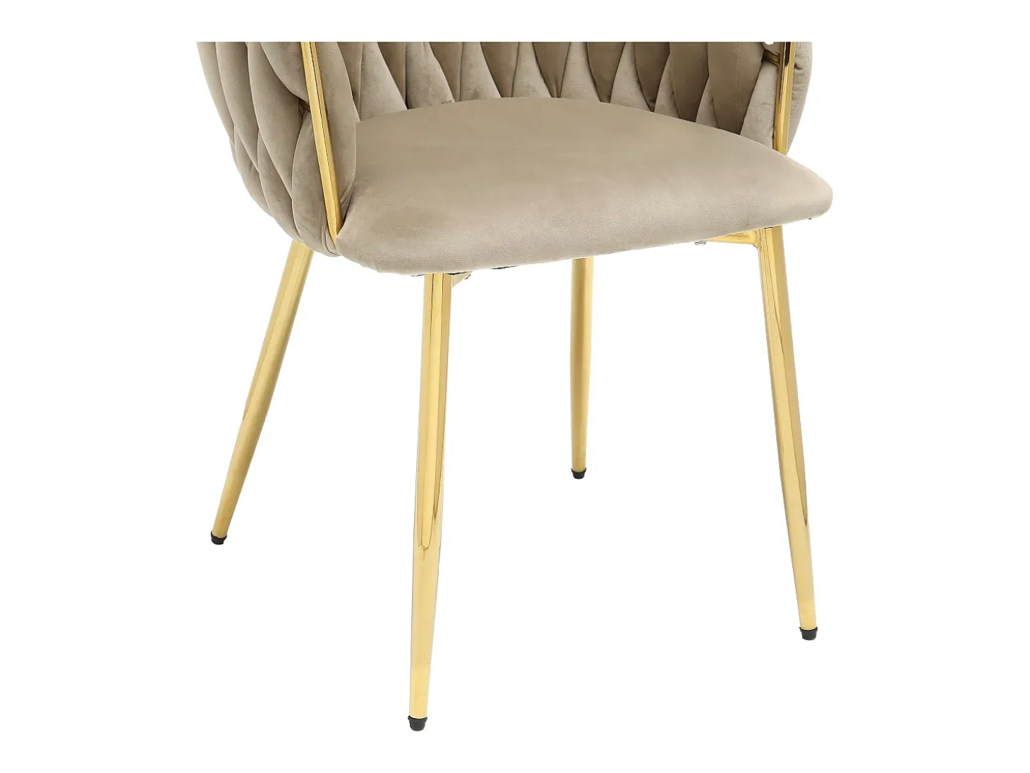 Conjunto de 6 sillas de terciopelo y metal dorado - Beige - ELEGANO