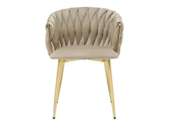 Conjunto de 6 sillas de terciopelo y metal dorado - Beige - ELEGANO